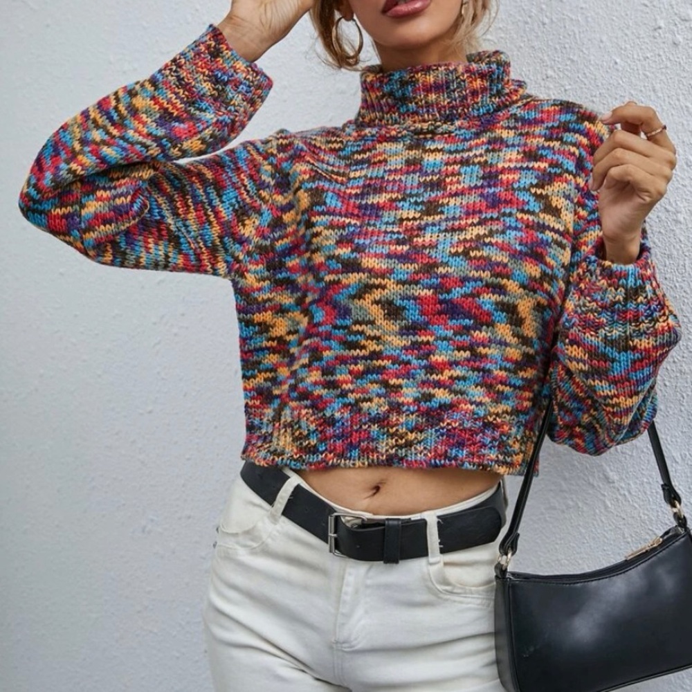 Marbled Pattern Turtleneck Sweater - image 2